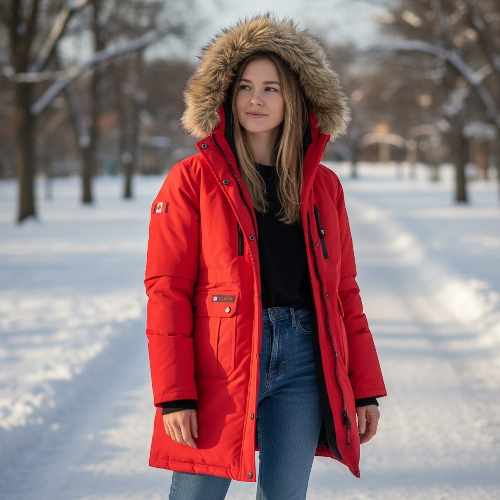 Canada Weathergear Parka Womens XL Red New Faux Fur Hood Long Winter Coat